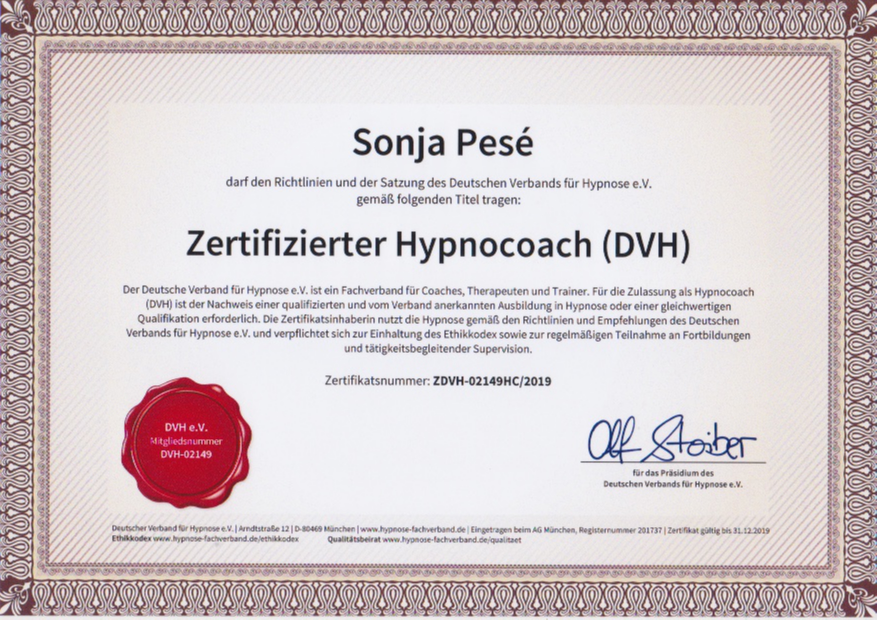 DVH Zertifikat